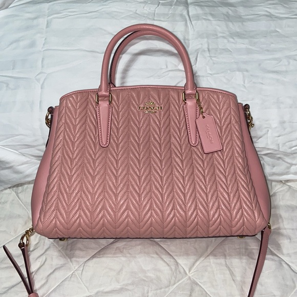 RARE nwot Coach Sage Carryall Quilted pink crossbody satchel bag F73062 - Picture 6 of 15